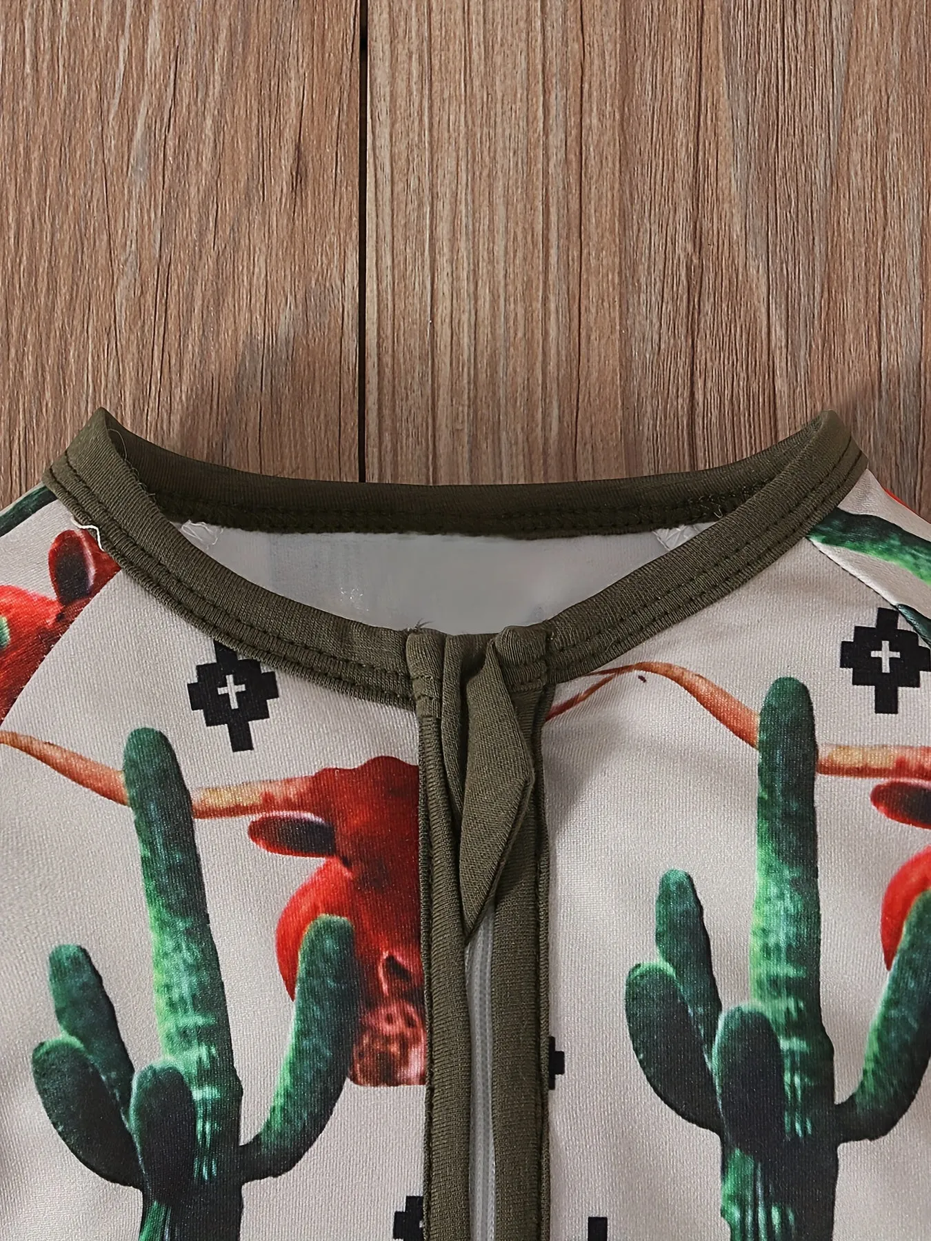 Adorable 3D Bull  Cactus Print Bodysuit for Baby Boys