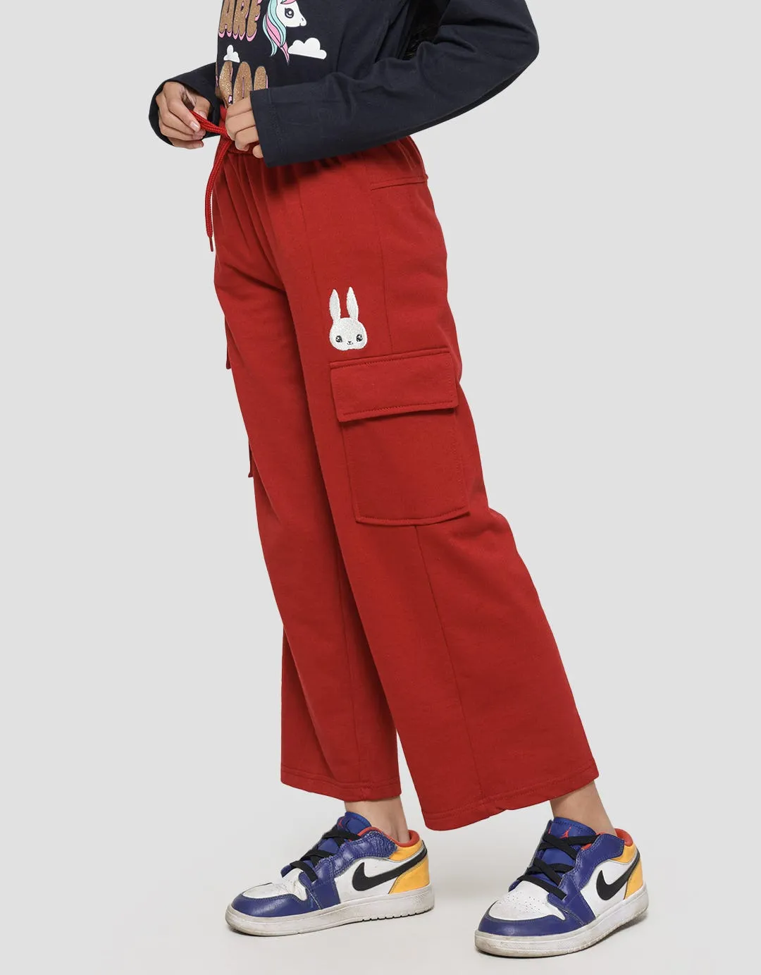 Aero Wide Leg Cut Sew Kargo Paris Celana Panjang Anak Perempuan