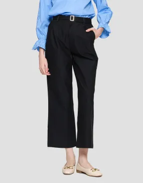 Annisa Belted Straight Sateen Twill Celana Panjang Wanita