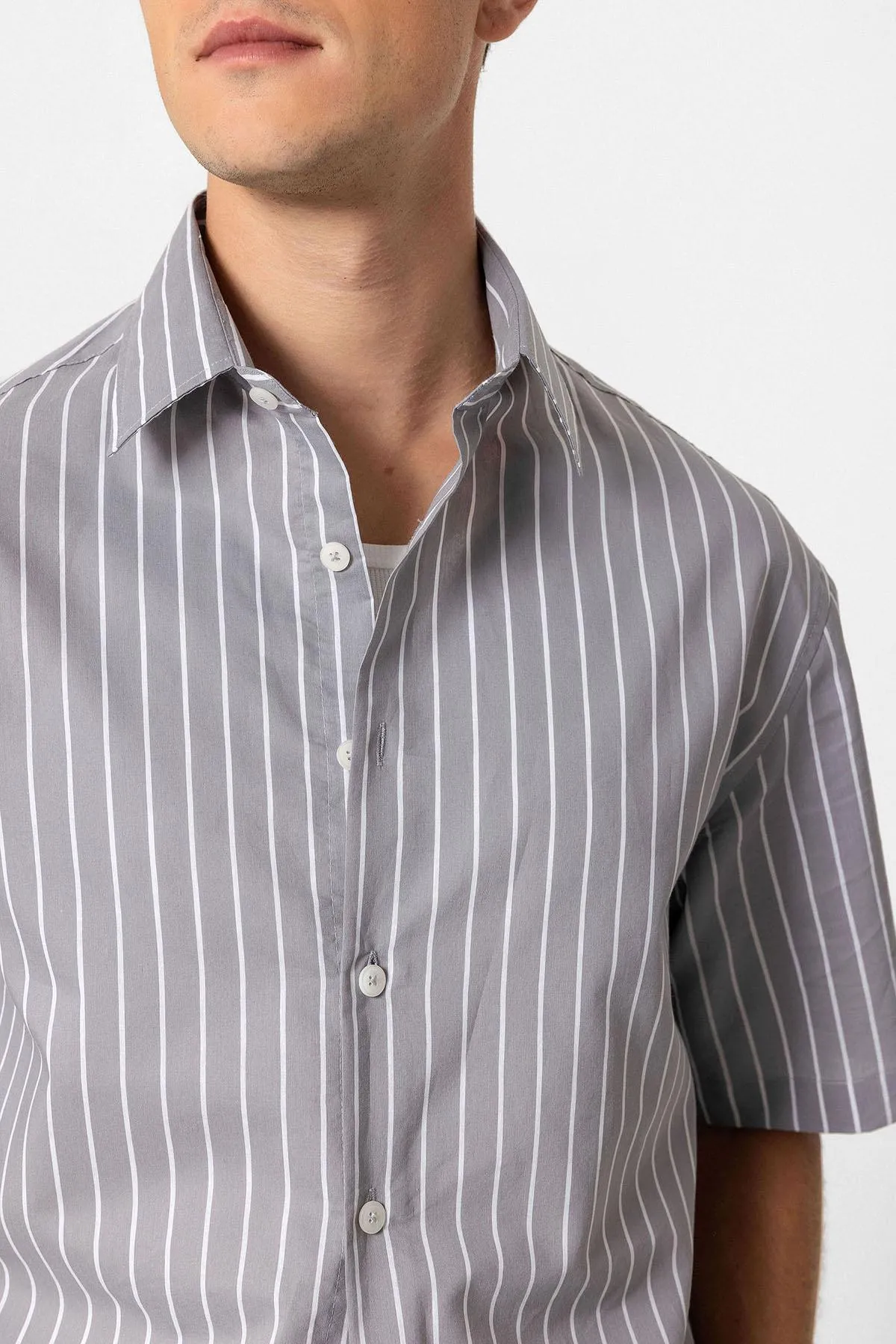 ANT Oversized Short Sleeve Striped Men's Shirt - Plymouth