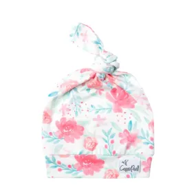 Baby Top Knot Hat | Pink Peonies