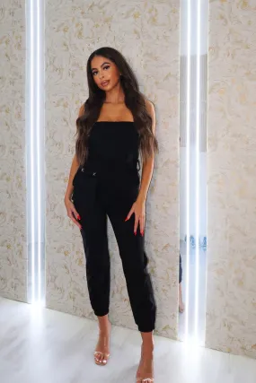 Bardot Cargo Utility Belted Jumpsuit Black