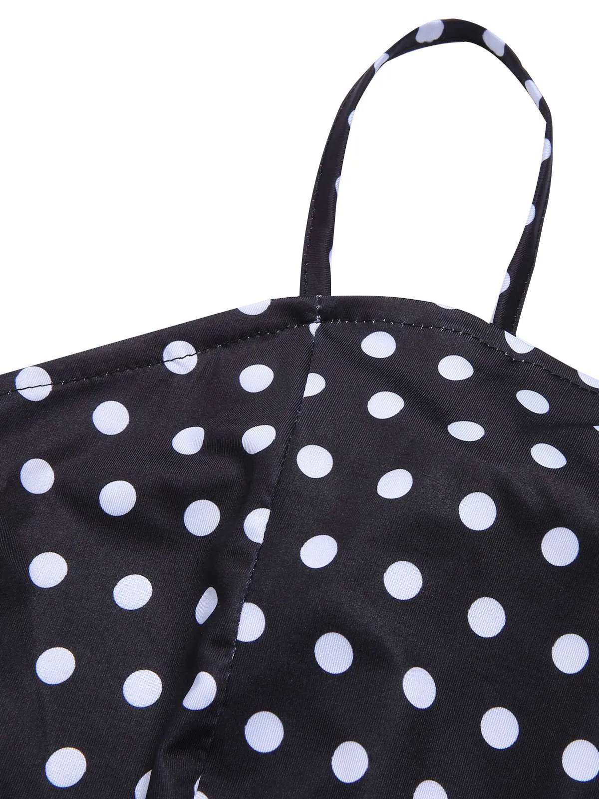Black 1940s Polka Dots Back Strap Jumpsuit