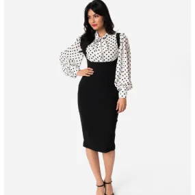 Black Wiggle Suspender Skirt- Size 2XL Last One!