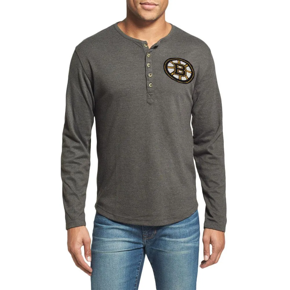 Boston Bruins - Chest Logo Primo Adult Henley Long Sleeve T-Shirt