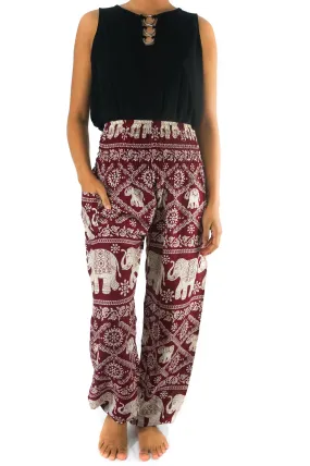 Burgundy Boho Elephant Pants | CozyCouture®