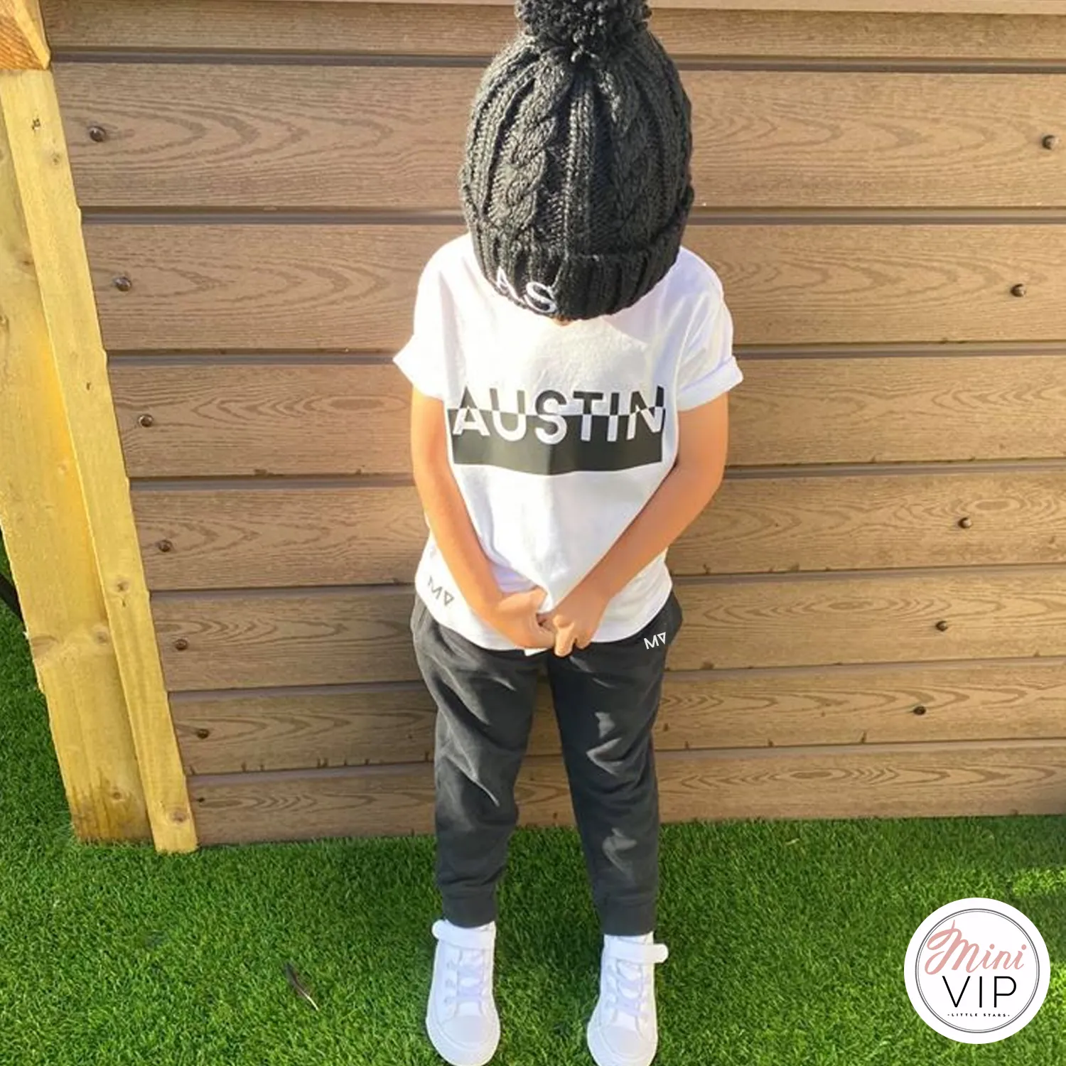 Contrast Name Black & White Tracksuit Lounge Set