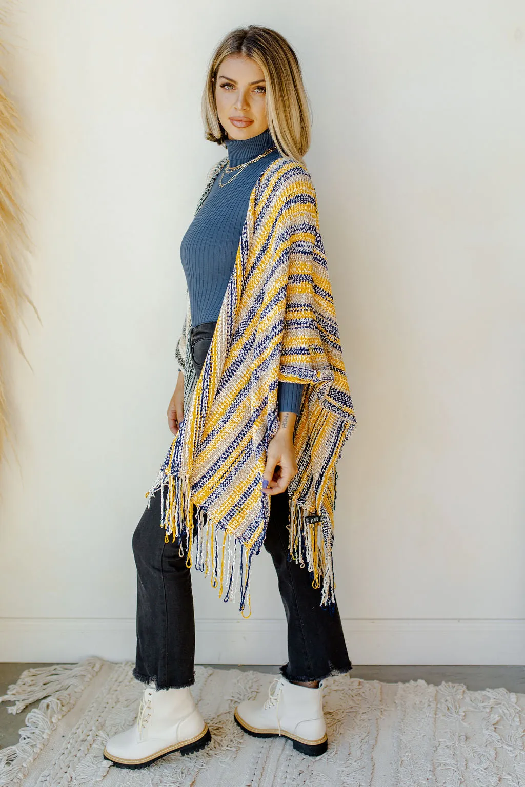 cozy by the fire poncho cardi