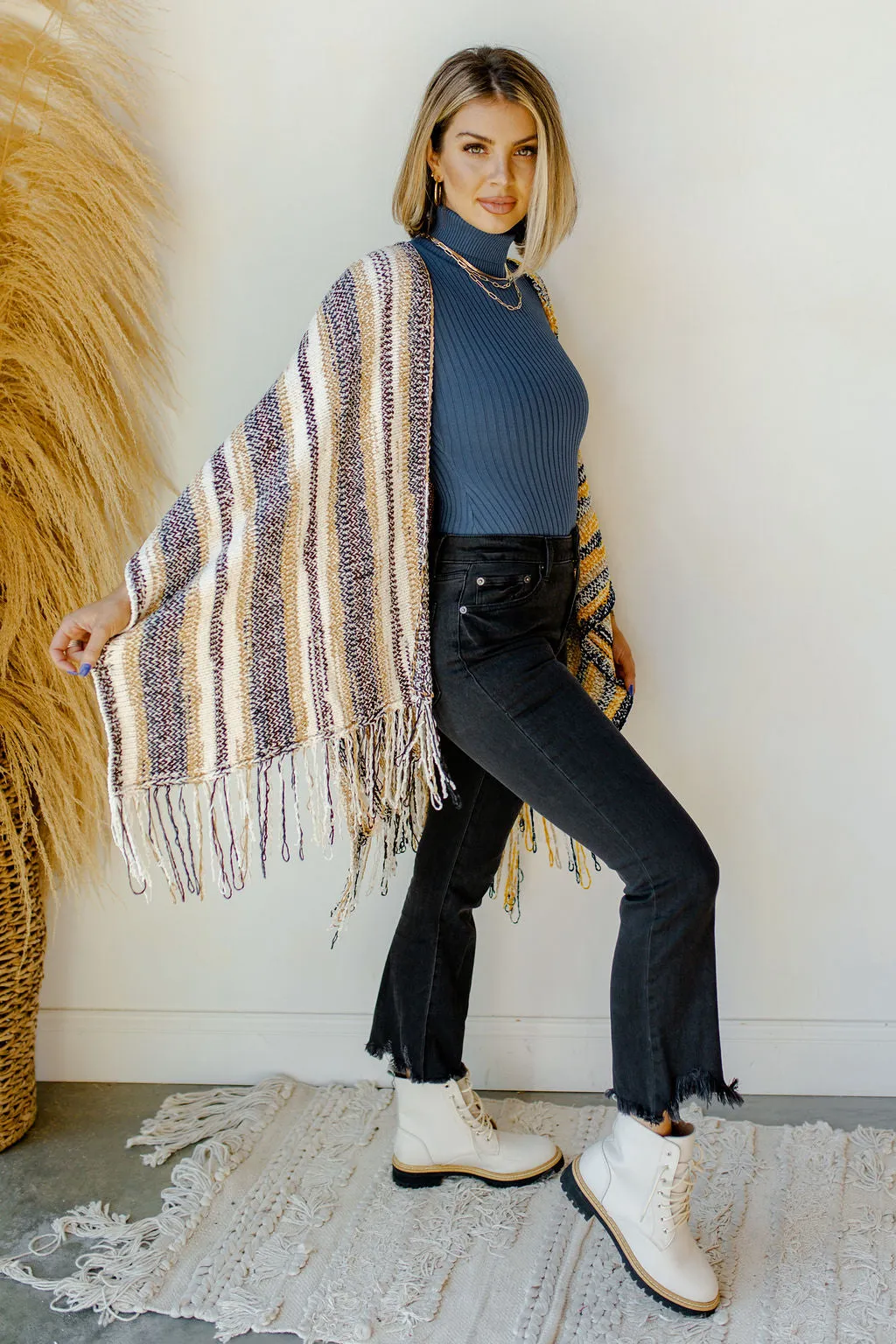 cozy by the fire poncho cardi
