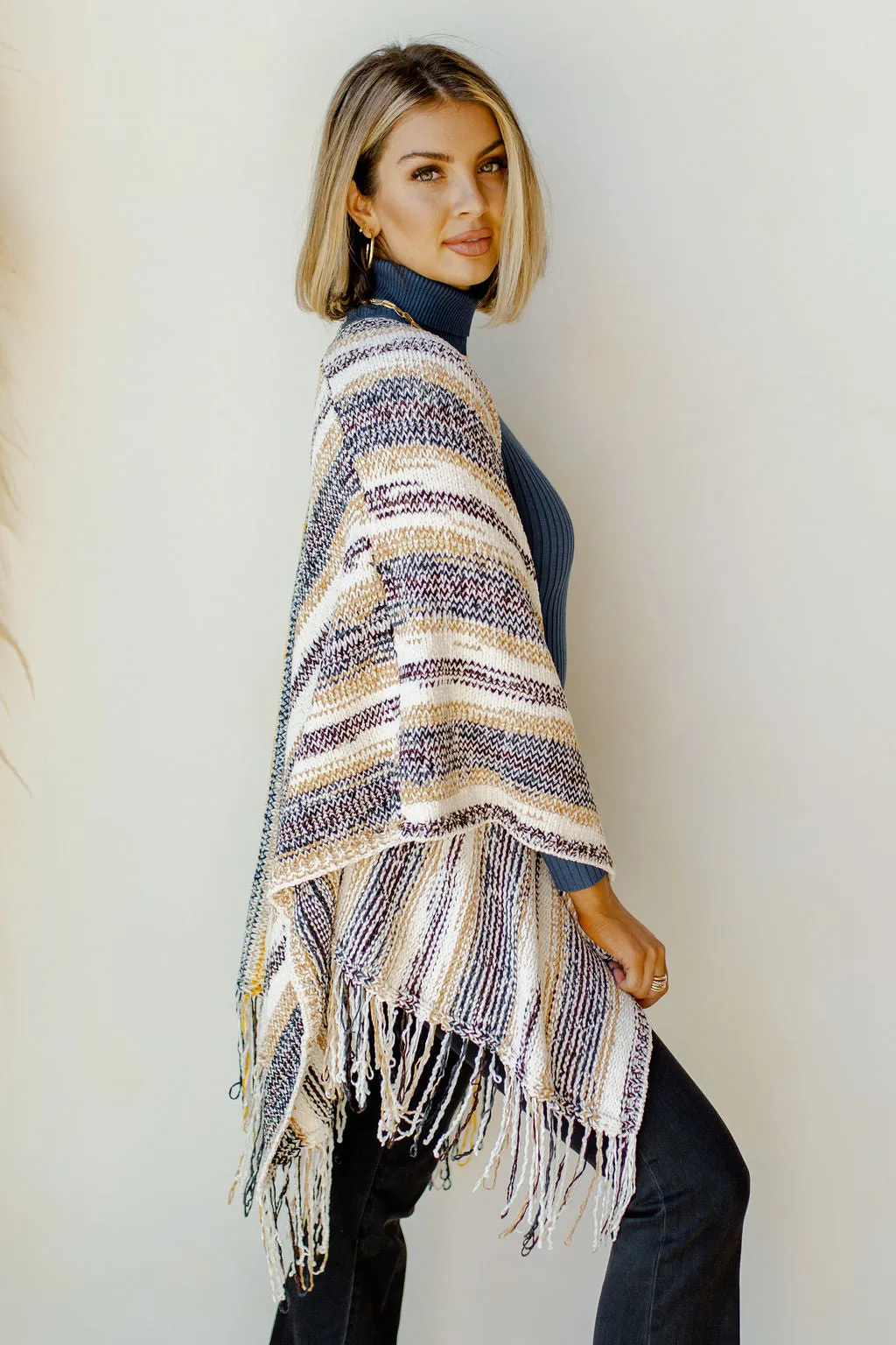 cozy by the fire poncho cardi