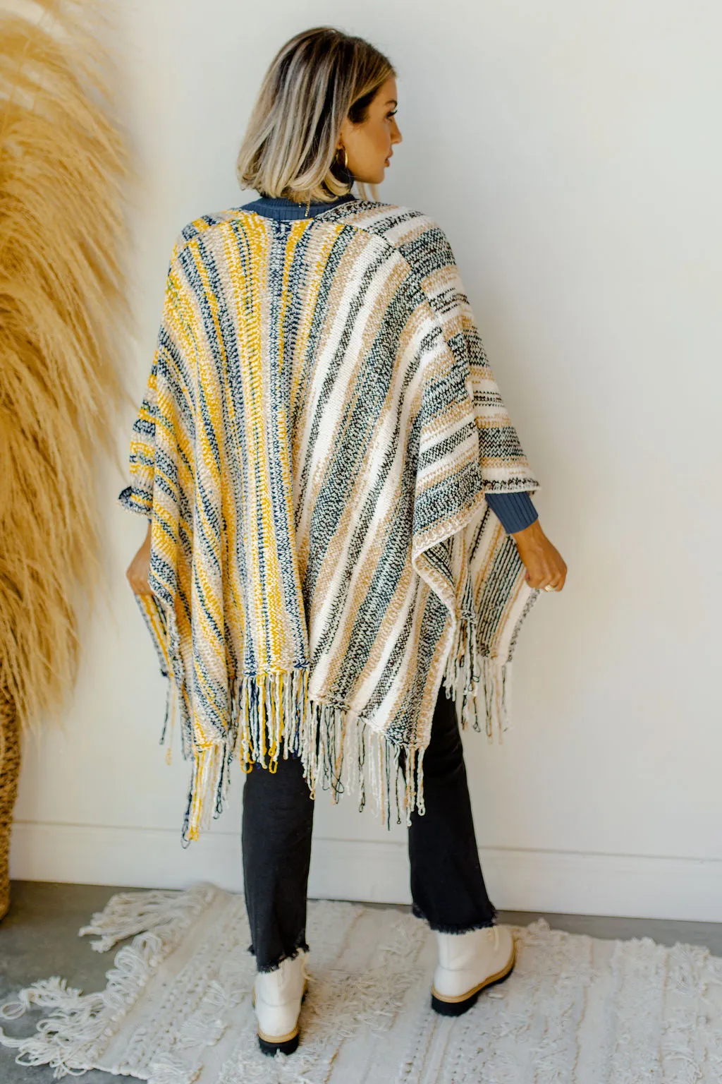 cozy by the fire poncho cardi