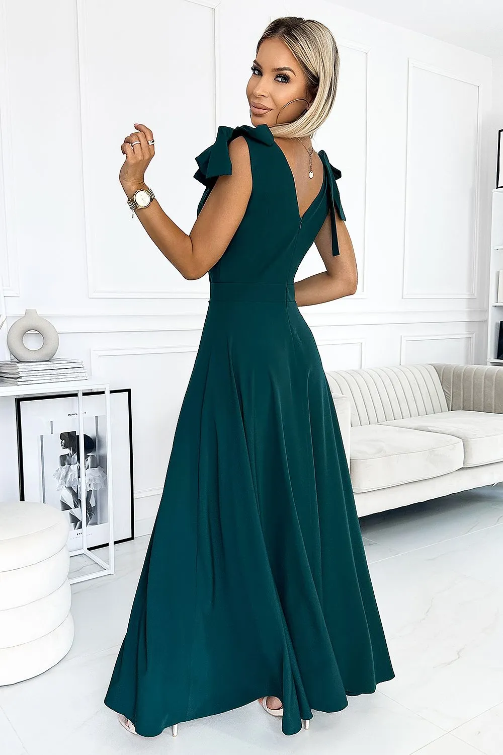 Elegant sensual slit evening dress