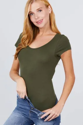 Gaosong Scoop Neck Bodysuit, Olive