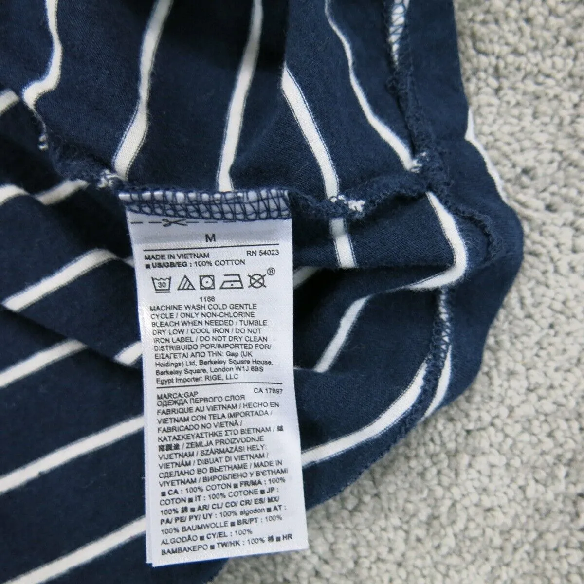 GAP Womens Striped Casual T Shirt Short Sleeves Navy Blue White Size Medium