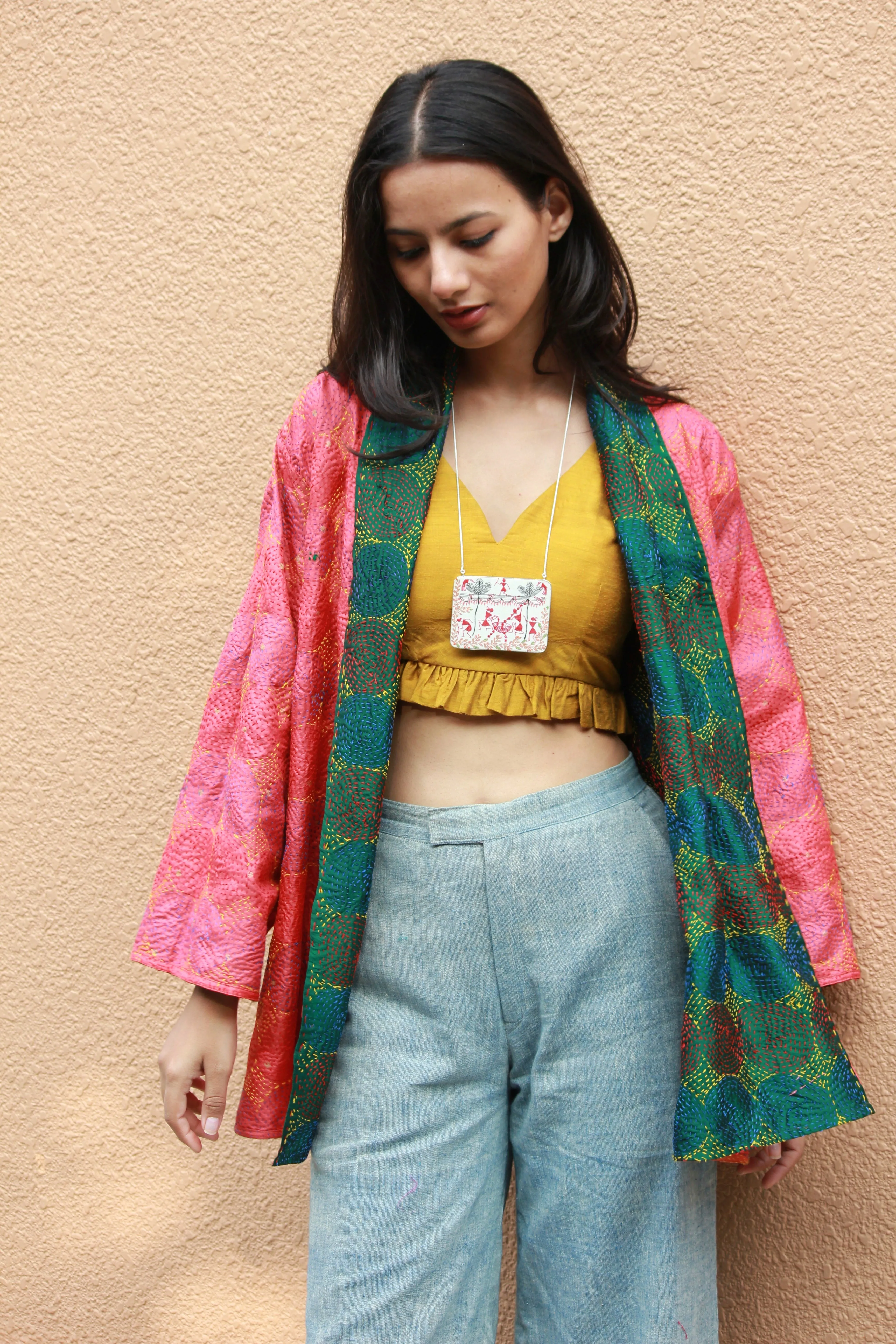 Hand Embroidered Silk Reversible Jacket