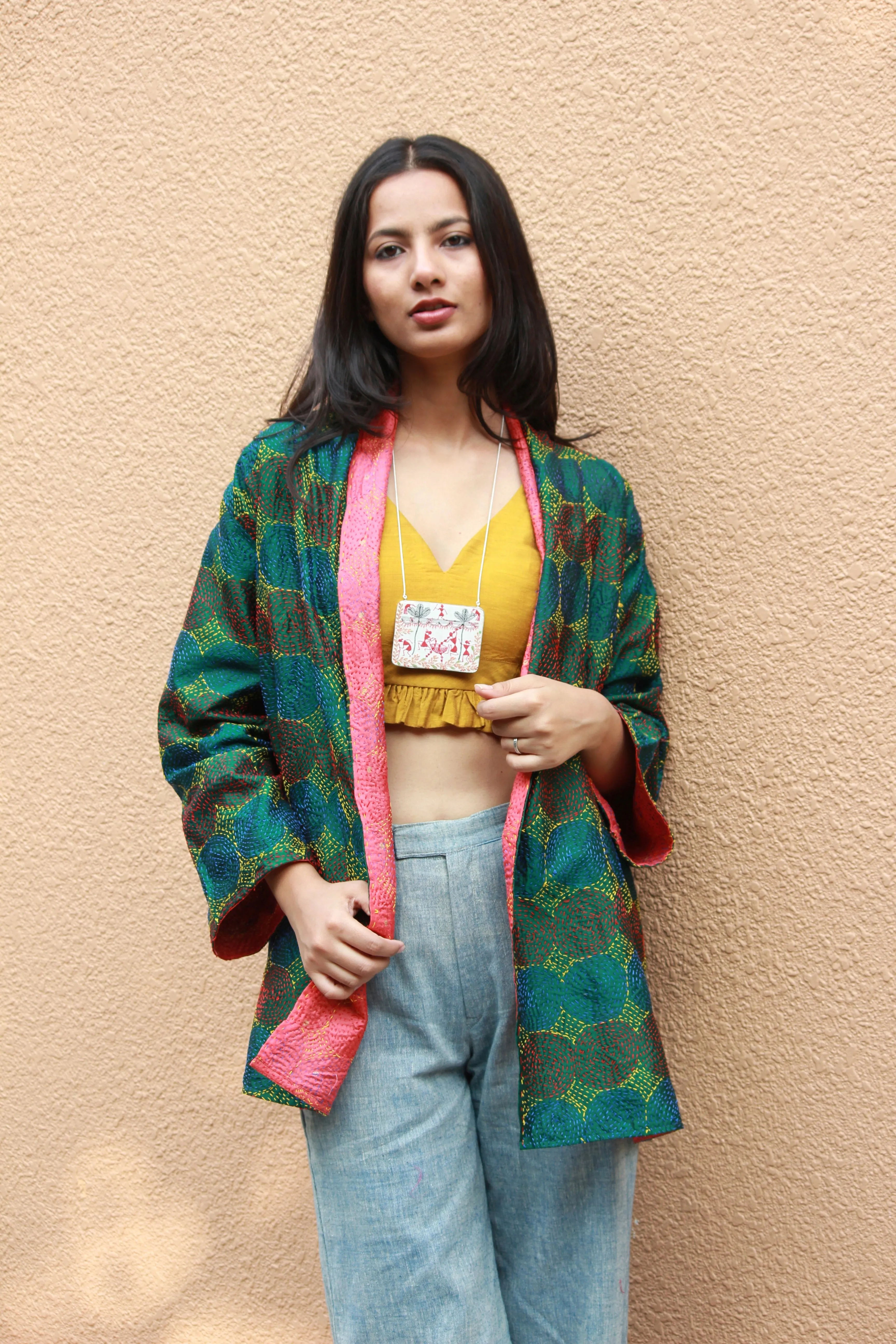 Hand Embroidered Silk Reversible Jacket