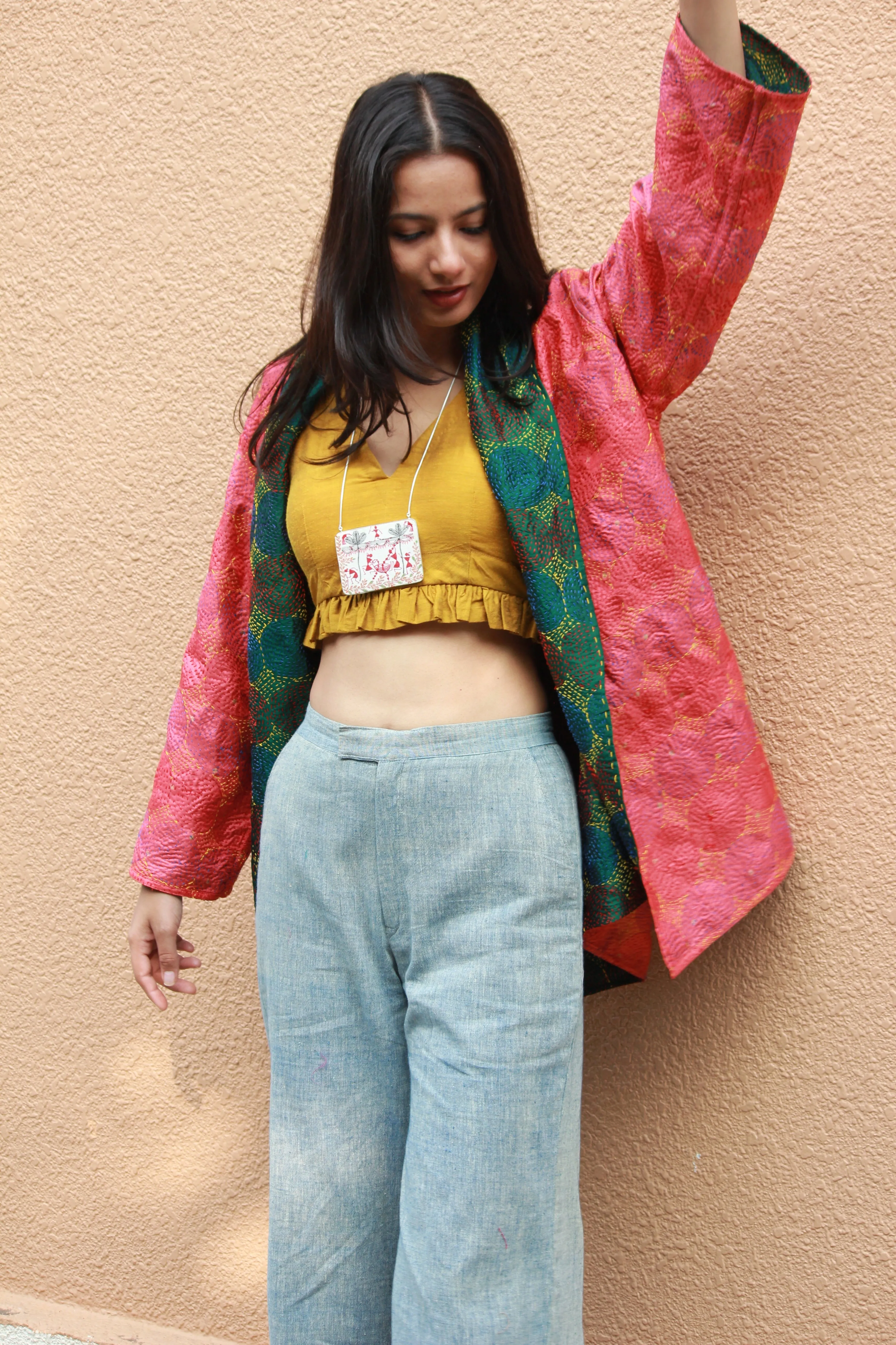 Hand Embroidered Silk Reversible Jacket