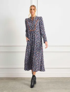 Jemima 'Blue Without You' Shirt Front Midi Dress FINAL SALE