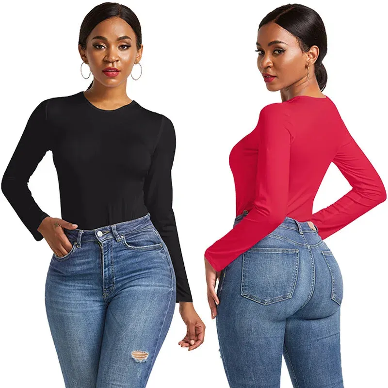 Lady Glams Versatile Long Sleeve O-Neck Bodysuit