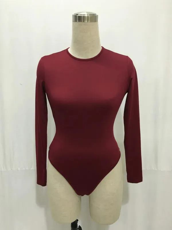Lady Glams Versatile Long Sleeve O-Neck Bodysuit