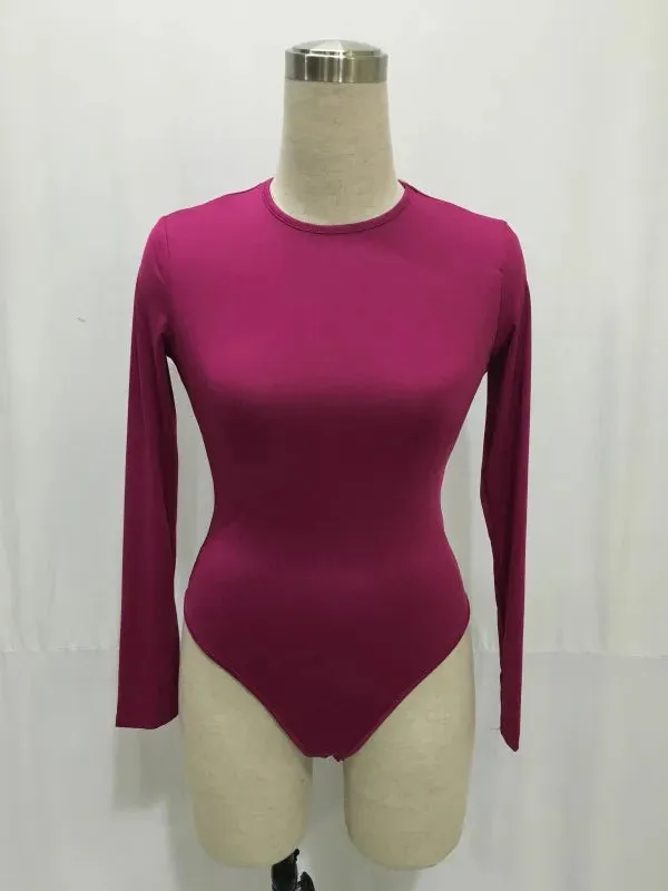 Lady Glams Versatile Long Sleeve O-Neck Bodysuit