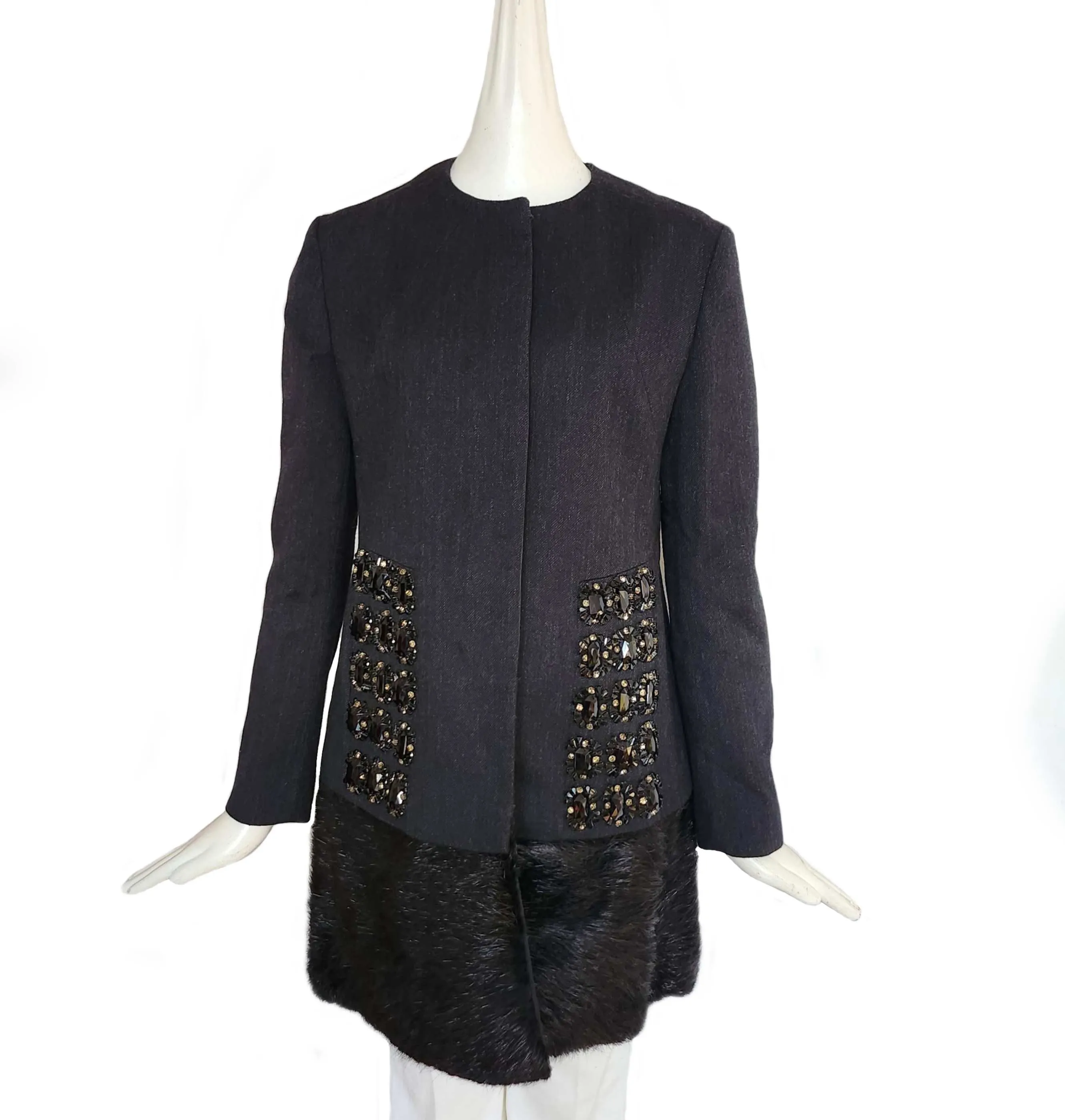 MARNI CHARCOAL EMBELLISHED COAT (42)