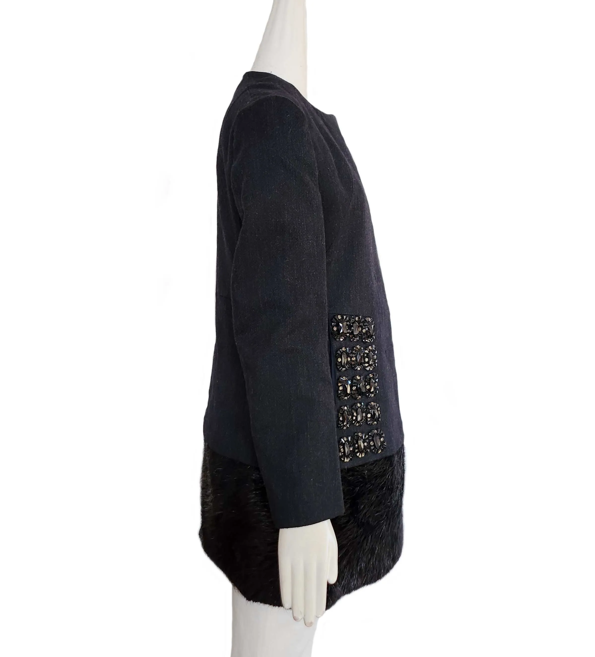 MARNI CHARCOAL EMBELLISHED COAT (42)