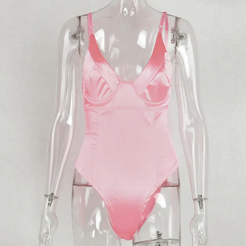 MB FASHION Satin Underwire Bodysuit with High-Cut Design 0168AT