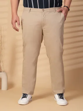 Men Plus Size Regular Fit Mid-Rise Chinos