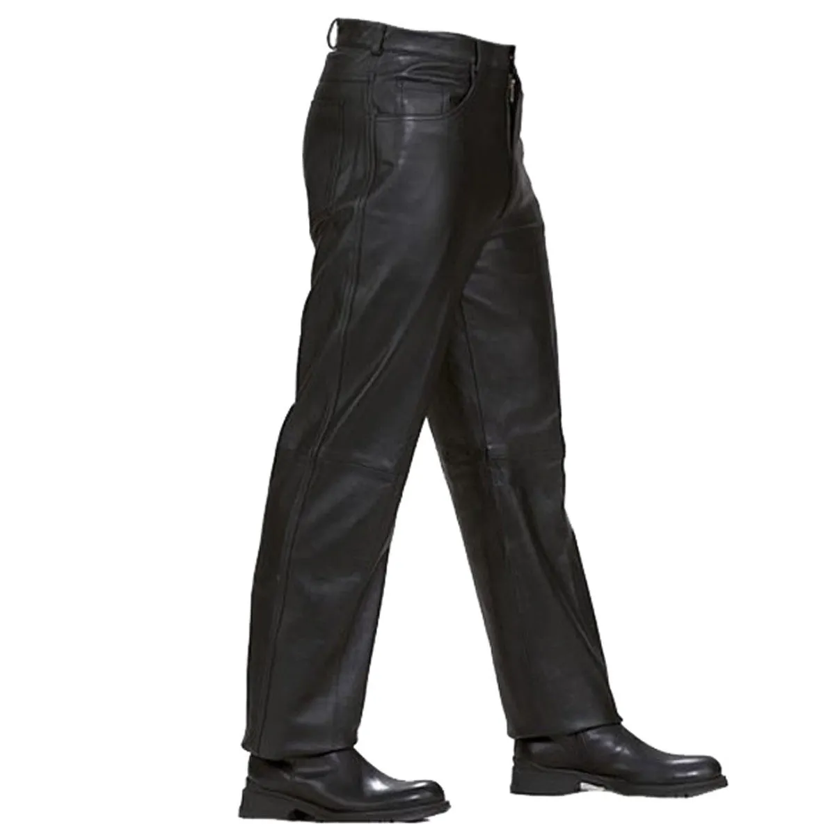 Men's Black Premium Cowhide Jeans Style Biker Motorcycle Leather Pants