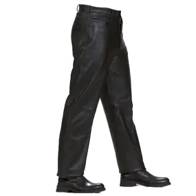 Men's Black Premium Cowhide Jeans Style Biker Motorcycle Leather Pants