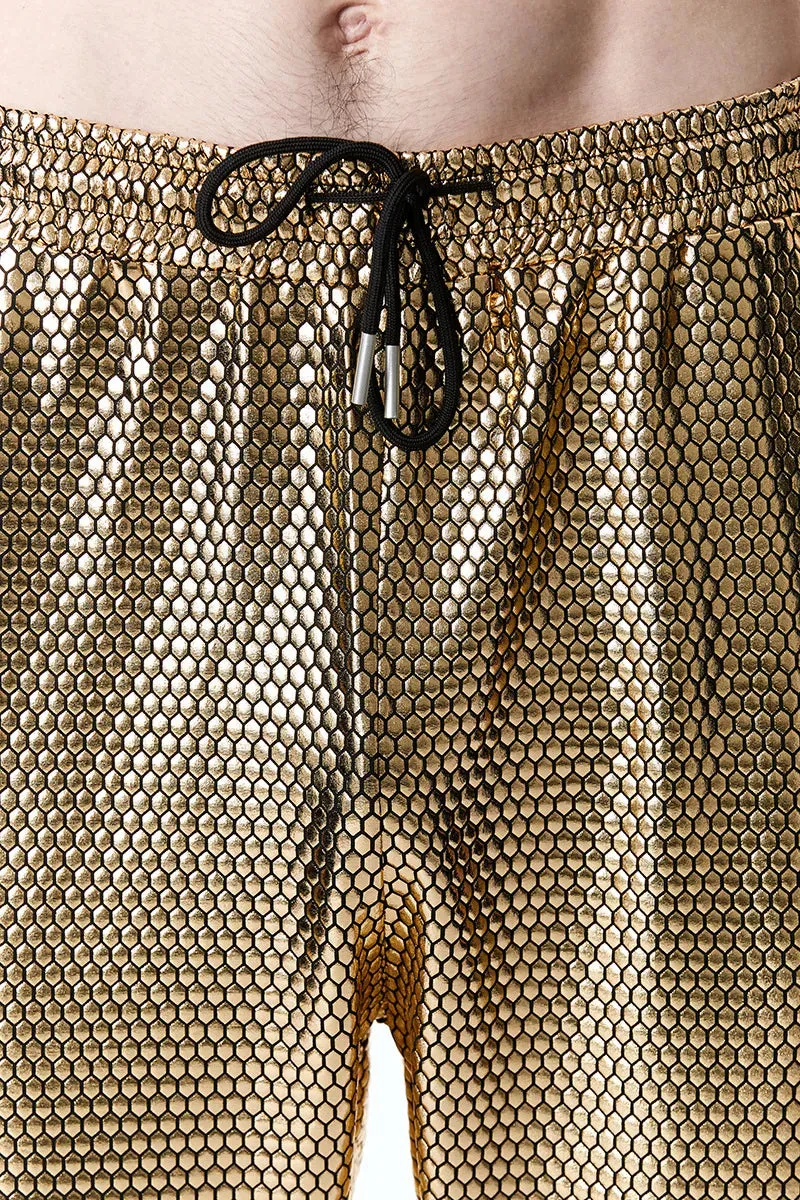 Mens Joggers Metallic Shiny Gold Fish Scales Sweatpants 70s Disco Dance Harem Pants Men Nightclub Stage Party Streetwear Trousers