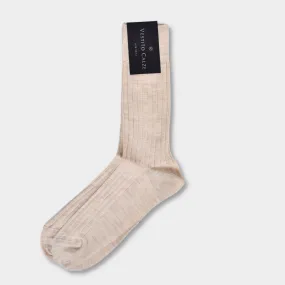 Merino Rib Socks - Beige