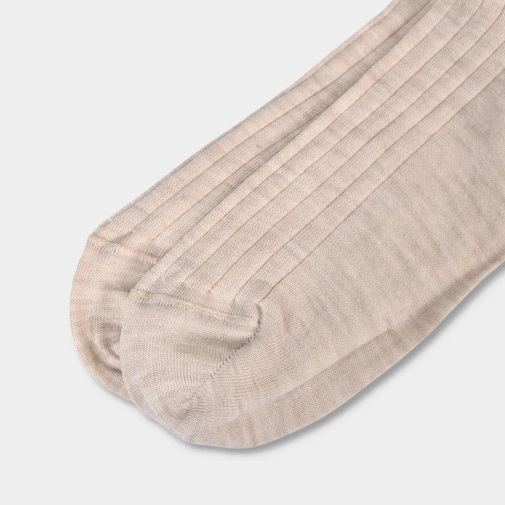 Merino Rib Socks - Beige