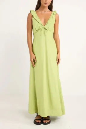 Mila Ruffle Maxi Dress-Matcha