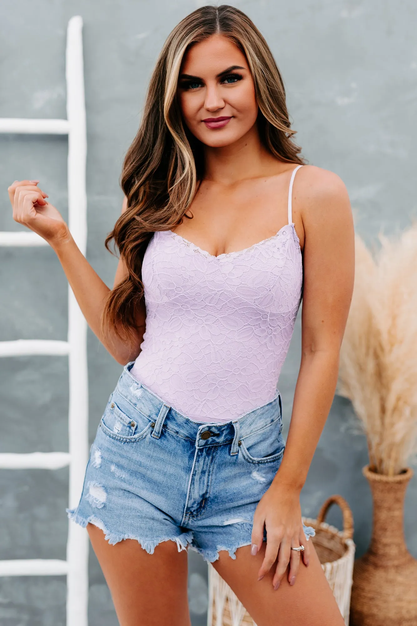 Not Your Sweetie Lace Bustier Bodysuit (Lavender)