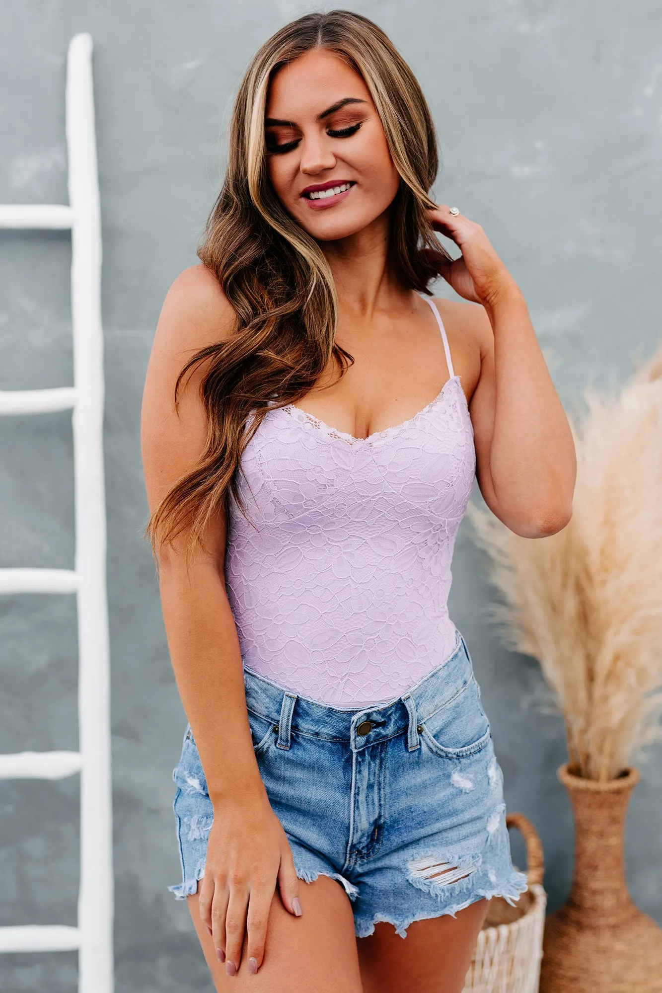 Not Your Sweetie Lace Bustier Bodysuit (Lavender)
