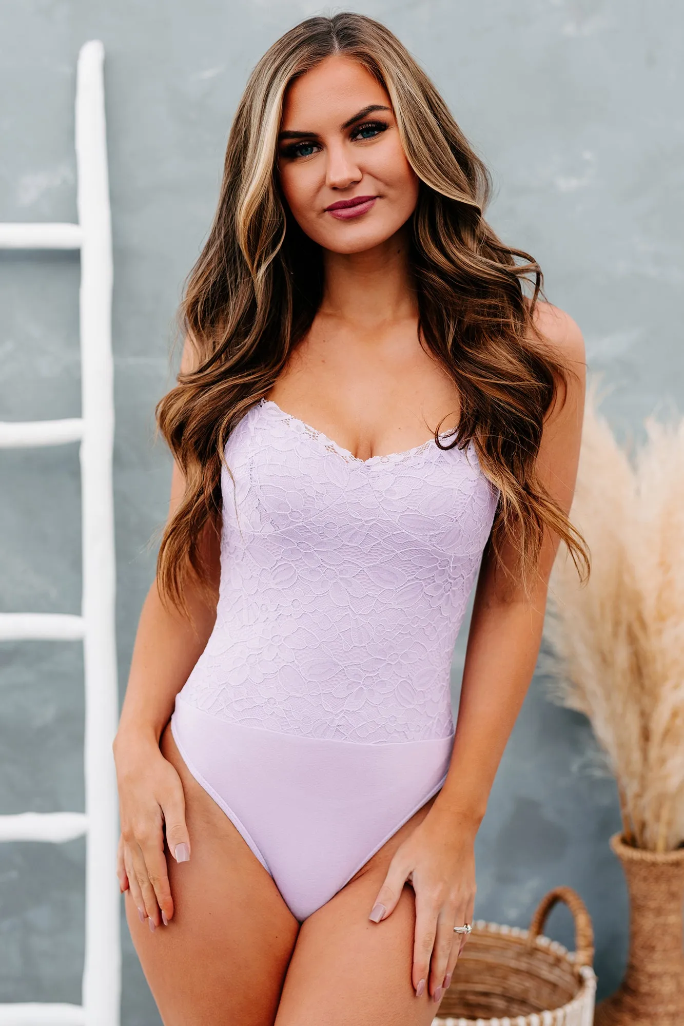 Not Your Sweetie Lace Bustier Bodysuit (Lavender)