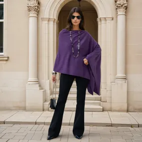 Purple 100% Cashmere Wool Oversized Julian Poncho