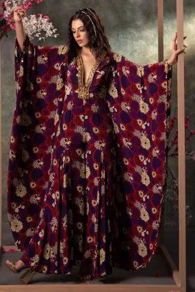 Purple Printed Kaftan Jumpsuit