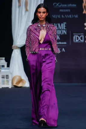 Purple V-Neck Jumpsuit & Jacket