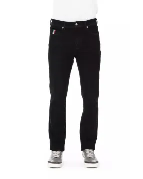 Regular Man Jeans with Logo Button and Tricolor Insert W33 US Men