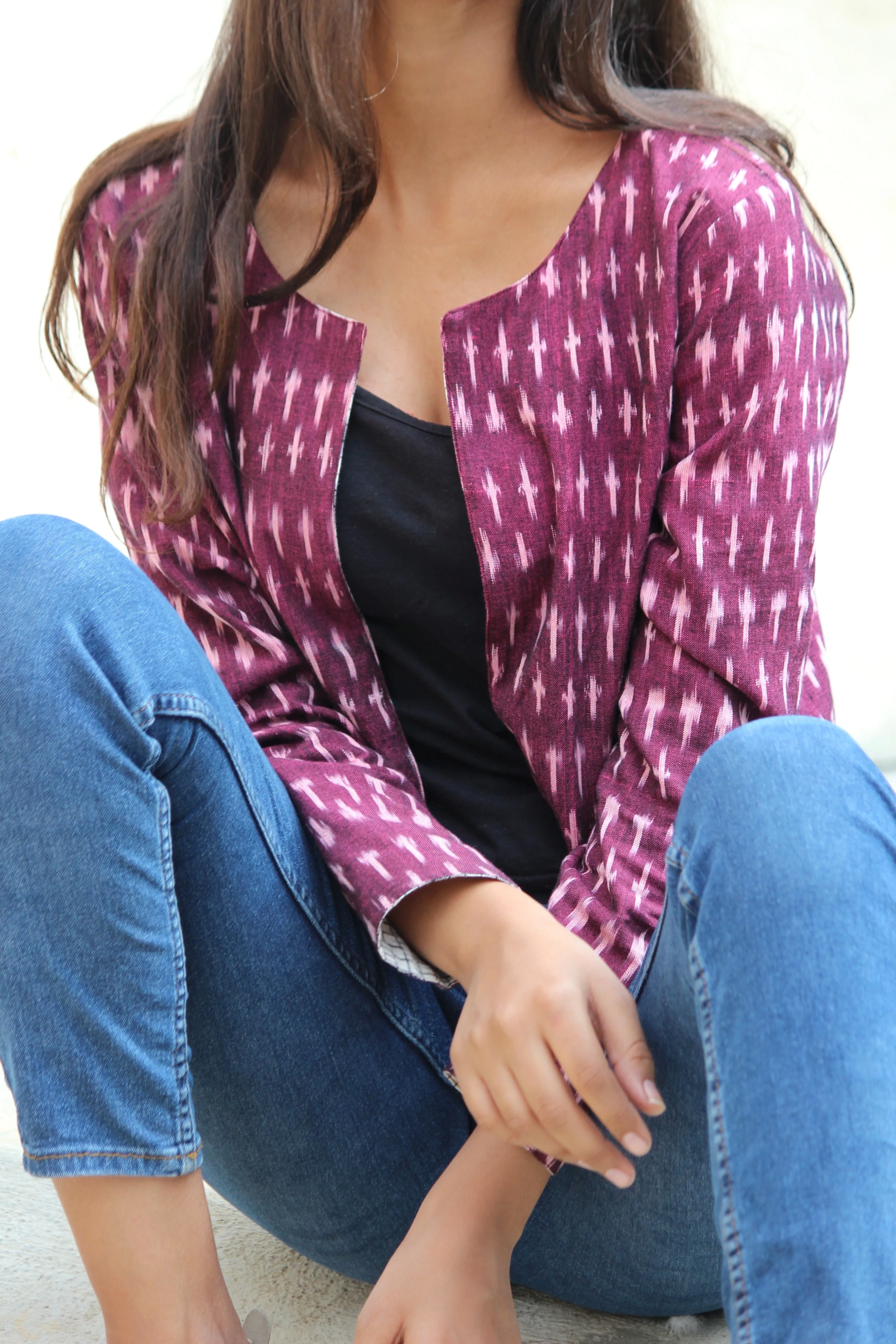 Reversible Ikat Cropped Jacket