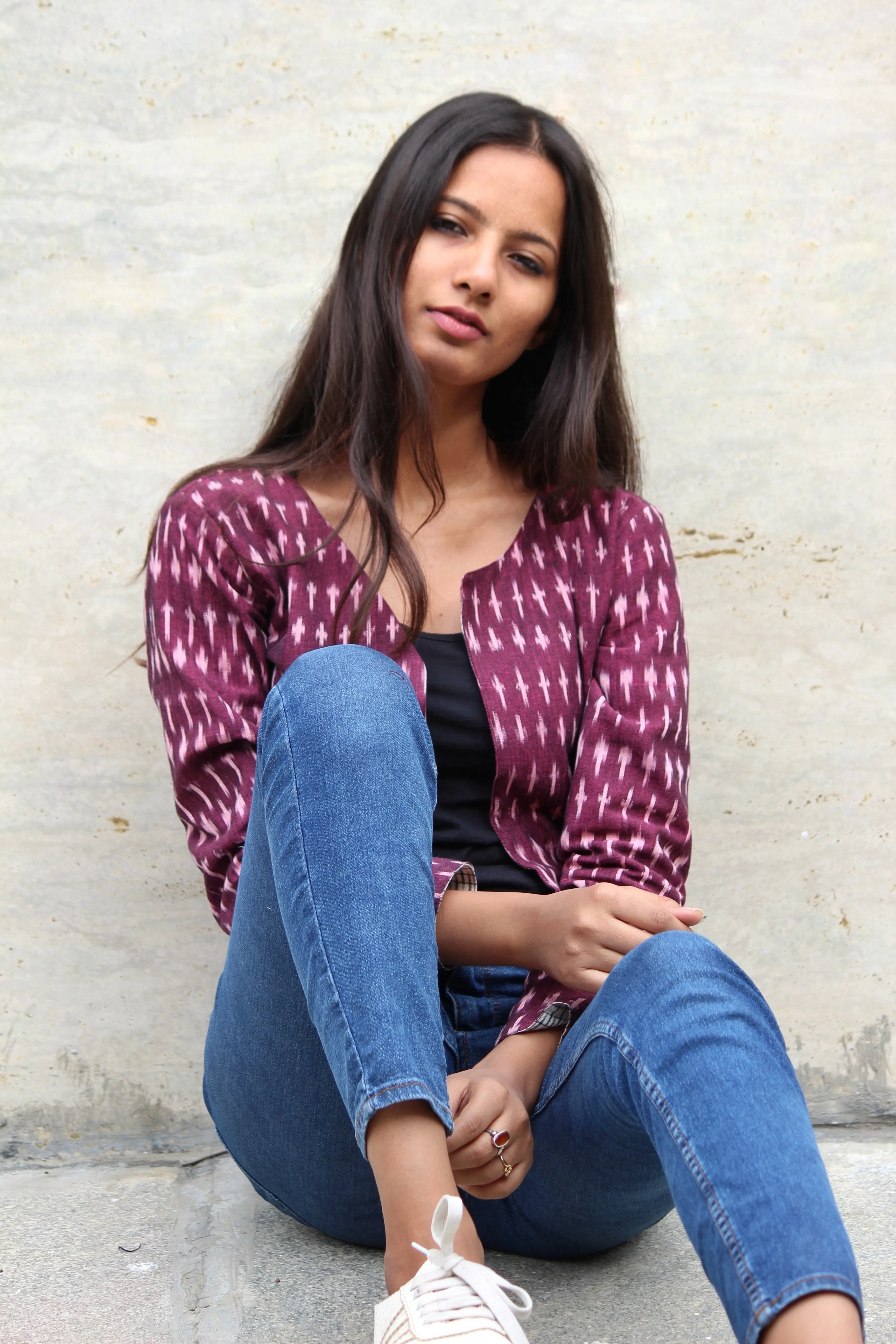 Reversible Ikat Cropped Jacket