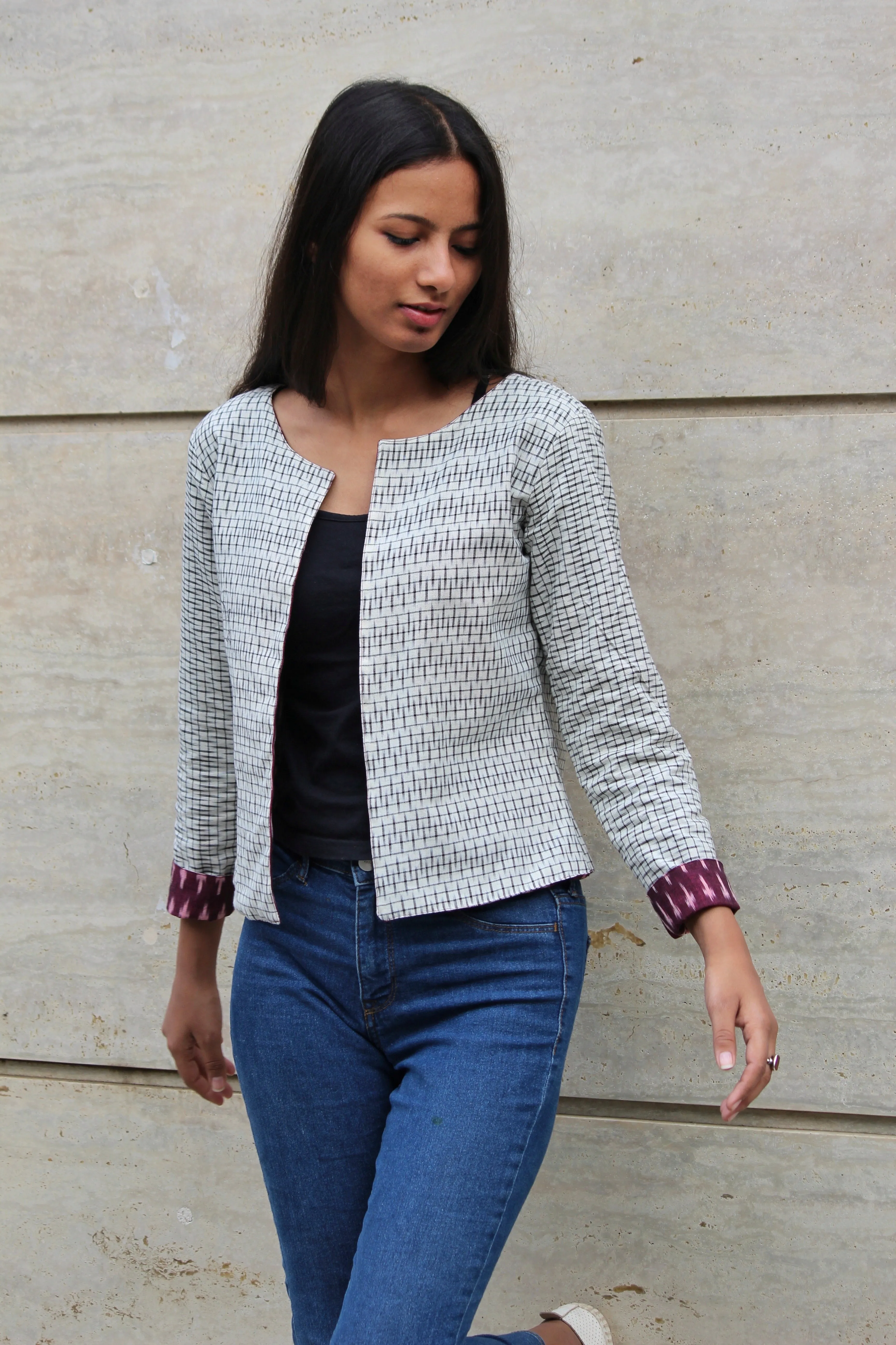 Reversible Ikat Cropped Jacket