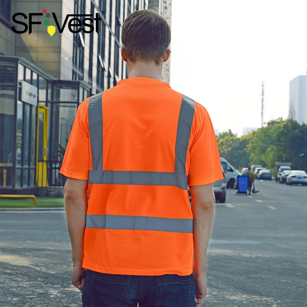 Sidiou Group Reflective Safety Work Shirt Vest Work Clothes  Reflective T-shirt Polo Shirt