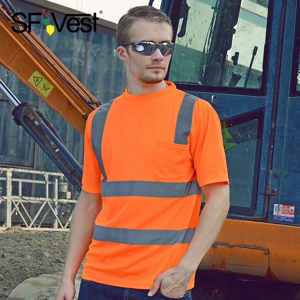 Sidiou Group Reflective Safety Work Shirt Vest Work Clothes  Reflective T-shirt Polo Shirt