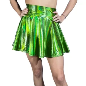 Skater Skirt - Dark Lime Holographic