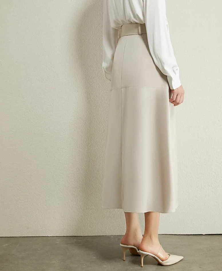 Solid Aline Calf-length Temperament Skirt