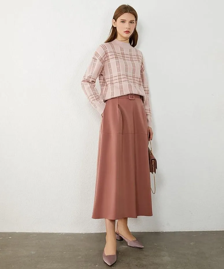 Solid Aline Calf-length Temperament Skirt
